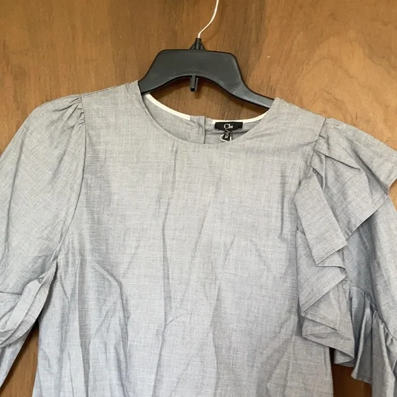 Clu blouse with ruffle sleeves 100% cotton top size M - Picture 11 of 16